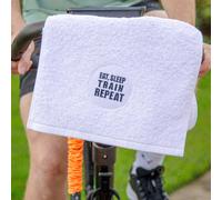 Duncan Stewart Eat, Sleep, Train, Repeat Gym Towel in White Duncan Stewart White