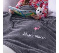 Duncan Stewart Ultra Soft Children's Personalised Flamingo Blanket in Silver | Size: 140 cm x 180 cm Duncan Stewart Silver 140 cm x 180 cm