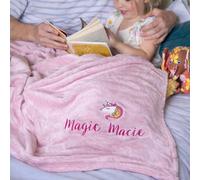 Duncan Stewart Ultra Soft Children's Personalised Unicorn Blanket in Pink | Size: 140 cm x 180 cm Duncan Stewart Pink 140 cm x 180 cm