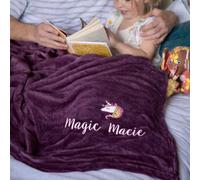 Duncan Stewart Ultra Soft Children's Personalised Unicorn Blanket in Plum | Size: 140 cm x 180 cm Duncan Stewart Plum 140 cm x 180 cm