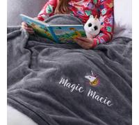 Duncan Stewart Ultra Soft Children's Personalised Unicorn Blanket in Silver | Size: 140 cm x 180 cm Duncan Stewart Silver 140 cm x 180 cm