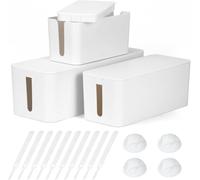 DUNCHATY Cable Management Box Set - 3 Size Cable Organizer Box - Hide Wires & Power Strips - Electrically Safe ABS Material - White