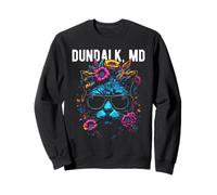 Dundalk Maryland Cat Wearing Sunglasses and Flowers Design Sweatshirt