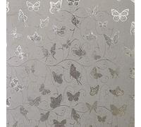Dundee Deco AZ-G023 Animals Glitter Silver, Grey Butterflies, Vines Peel and Stick Self Adhesive Removable Wallpaper, Roll 18 ft. X 18 in. (5.5m X 45cm), 26.6 sq. ft. (2.5 sq. m)