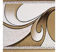 Dundee Deco BD3221 Peel and Stick Abstract Brown Scrolls Wallpaper Border Retro Design, Roll 33 ft. x 4 in. (10m x 10cm), Self Adhesive