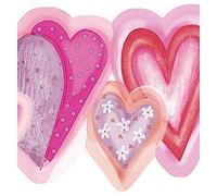 Dundee Deco BD6279 Prepasted Wallpaper Border - Kids Pink, Purple, Red Hearts Scalloped Wall Border Retro Design, 15 ft x 6 in (4.57m x 15.24cm)