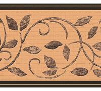 Dundee Deco DDAZBD9084 Peel and Stick Wallpaper Border - Damask Grey, Brown, Sepia Scrolls, Leaves Wall Border Retro Design, 15 ft x 7 in (4.57m x 17.78cm), Self Adhesive