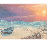 Dundee Deco DDAZBD9241 Peel and Stick Wallpaper Border - Nature Blue Orange Purple Seashore Wall Border Retro Design, 15 ft x 7 in (4.57m x 17.78cm), Self Adhesive