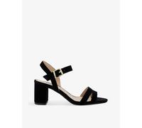 Dune Black-suede Merisa Two-strap Suede Heeled Sandals Eur 41 / 8 Uk Women