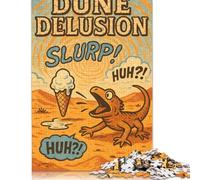 Dune Delusion Lizard And Ice Cream Puzzle Brain Teaser 100% Recycled Cardboard Jigsaw Puzzle for Kids And Adults Age 12 Years Up 500pcs (52x38cm)
