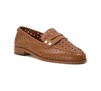 Dune Glimmered Leather Women's Tan Loafers UK 8