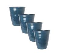 Dune Gloss Ripple Plastic Plant Pot-Outdoor Garden Planter with Drainage Holes, Weatherproof Flower Pots for Patio, Balcony & Indoor Decor | Decorative Large Plant Container (Lagoon Teal, 28cm-Pack 4)