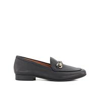 Dune Ladies Grandeur Metal-Trim-Snaffle Loafers Size UK 5 Flat Heel Black