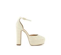 Dune London 'contest' Leather Heeled Sandals In Ecru Ecru 5