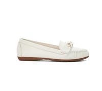 Dune London Grovers Leather Moccasin Shoe WHITE SIZE 8