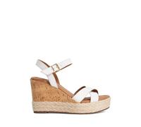 Dune London Kindest Cross Strap Buckle Wedge Sandals White