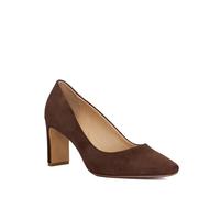 Dune London Ladies Arriving Wide Fit High Block Heel Court Shoes Size UK 7 Block Heel Suede Brown