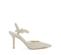 Dune London Ladies Channel Buckle-Detail Heeled Courts Size UK 8 Stiletto Heel Court Shoes Gold
