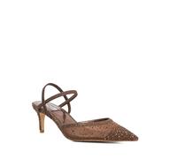 Dune London Ladies CHARISMATIC Wide Fit Mesh Diamante Slingback Shoes Size UK 5 Stiletto Heel Slingbacks Brown