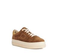 Dune London Ladies Eden Flatform Lace-Up Trainers Size UK 8 Flat Heel Suede Dark Tan