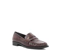 Dune London Ladies GALEX Leather Ruched Toe Penny Trim Loafers Size UK 5 Flat Heel Brown