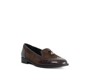 Dune London Ladies GEMA Suede Tassel Brogue Slippers Size UK 4 Suede Loafers Brown