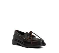 Dune London Ladies GIIGEE Leather Boat Shoes Size UK 8 Flat Heel Loafers Brown