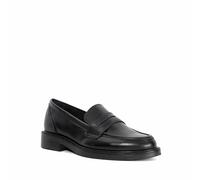 Dune London Ladies GIYA Wide Fit Almond Toe Leather Penny Loafers Size UK 6 Flat Heel Black