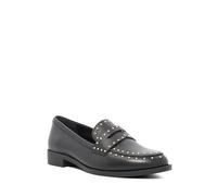 Dune London Ladies Gladwin Leather Stud Detail Penny Trim Loafers Size UK 6 Flat Heel Black