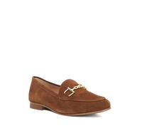 Dune Ladies GLAIR Leather Snaffle Trim Loafers Size UK 5 Flat Heel Suede Tan