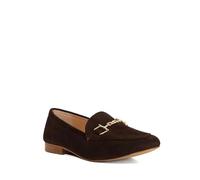 Dune London Ladies GLAIR Wide Fit Almond Toe Buckle Detail Loafers Size UK 8 Flat Heel Brown