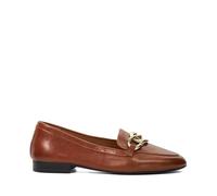 Dune London Ladies Gloria Leather Chain Link Loafers Size UK 4 Flat Heel Tan