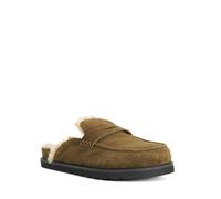 Dune London Ladies Goldy Faux Shearling Lined Backless Mule Suede Loafers Size UK 3 Suede Mules Khaki