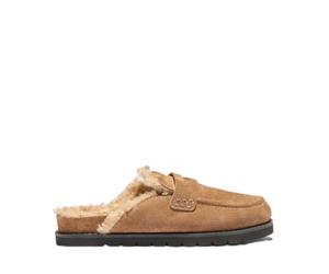 Dune London Ladies Goldy Faux Shearling Lined Backless Mule Suede Loafers Size UK 4 Suede Mules