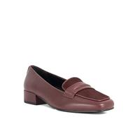 Dune London Ladies GORGEOUSS Square Toe Leather Penny Loafers Size UK 7 Flat Heel Burgundy