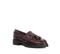 Dune London Ladies Gracelyn Leather Tassel Trim Chunky Loafers Size UK 3 Flat Heel Burgundy