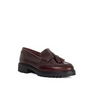 Dune London Ladies Gracelyn Wide Fit Cleated Sole Leather Tassel Trim Loaf Size UK 3 Flat Heel Loafers Burgundy