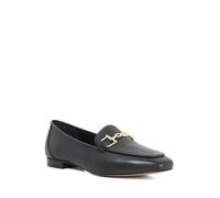 Dune London Ladies Grained Suede Metal Trim Loafers Size UK 3 Flat Heel Black