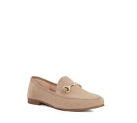 Dune London Ladies GRANDEST Penny Trim Loafers Size UK 3 Flat Heel Suede Taupe