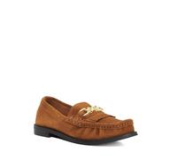 Dune London Ladies GRANULES Leather Gold Chain Trim Fringed Loafer Size UK 5 Flat Heel Suede Loafers