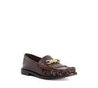 Dune London Ladies GRANULES Leather Gold Chain Trim Fringed Loafer Size UK 6 Flat Heel Loafers