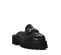 Dune London Ladies Gridlock Chunky Branded Snaffle Trim Backless Loafer Size UK 4 Flat Heel Mules Black