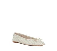 Dune London Ladies Heat Woven Leather Bow Detail Ballet Pumps Size UK 5 Flat Heel Ecru