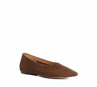 Dune London Ladies HIGHCUT Ballet Flats Size UK 4 Flat Heel Suede Ballet Pumps Brown