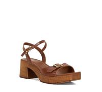 Dune London Ladies Jeane Skinny Strap Clog Size UK 3 Block Heel Casual Sandals Dark Tan