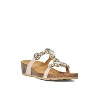 Dune London Ladies KALEIDOSCOPES Embellished Studded Cork Wedge Sandals Size UK 3 Flat Sandals Ecru
