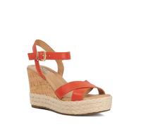 Dune London Ladies KINDEST Cork and Woven Wedge Sandals Size UK 3 Wedges Orange