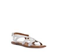 Dune Womens Silver Leather Lorra Rope-embellished Flat Sandals Eur 37 / 4 Uk Women