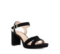 Dune London Ladies MANIFESTING Block Heel Sandals Size UK 5 Suede Smart Sandals Black