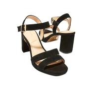 Dune London Ladies MANIFESTING Block Heel Sandals Size UK 6 Suede Smart Sandals Black